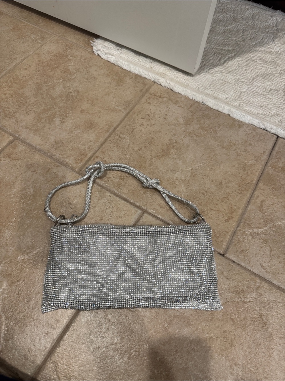 Amazon Silver Rhinestone Mesh Wristlet Crossbody